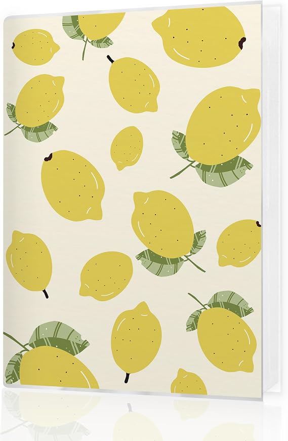 Lemon Photo Album 4x6, Yellow Botanical Small Photo Album Memory Book Keepsake with 18 Pockets Hold 36 Pictures for Family Baby Graduation Wedding Anniversary Travel Vacation
