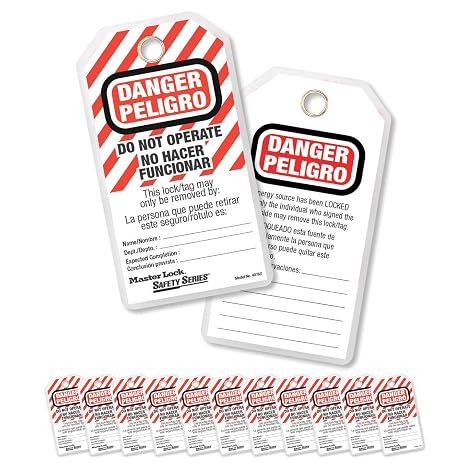 Master Lock 497A Lockout Tagout Tags, English/Spanish Laminated Do Not Operate, 12 Pack