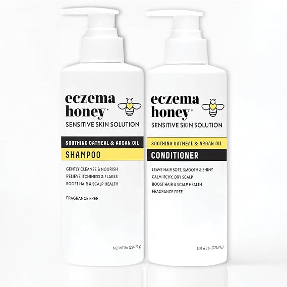 ECZEMA HONEY Nourishing Duo Bundle - Shampoo & Conditioner - Daily Dandruff & Scalp Care for Psoriasis, Dermatitis, Flaking, Itchy Scalp - For Men, Women, Kids