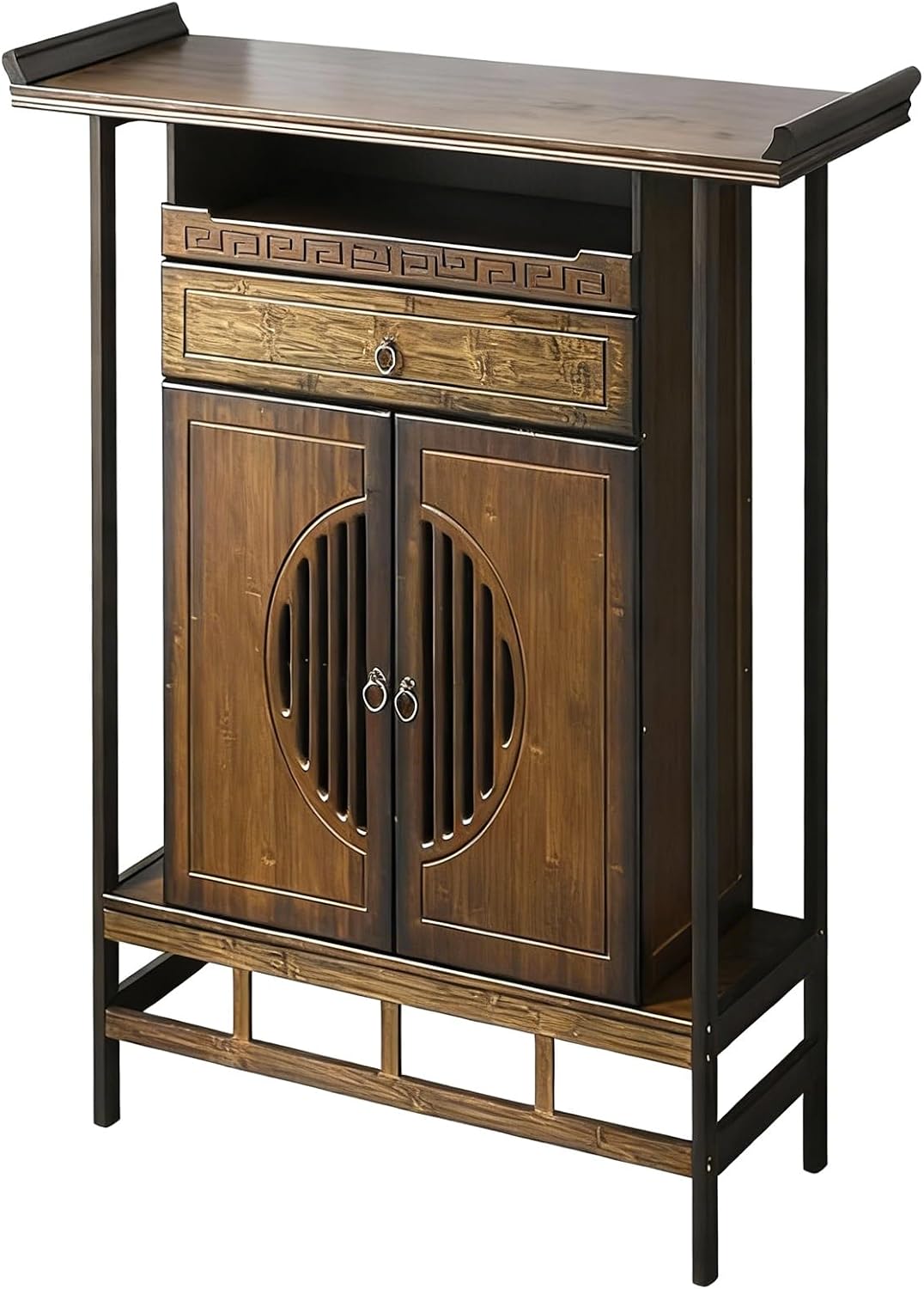 Chinese Buddhist Altar Cabinet, Butsudan with Retractable Tray and Multi Storage, Worship Shrine with Anti Drop Design, Prayer Table for Meditation Display Buddha StatuesBrown,100cm39in