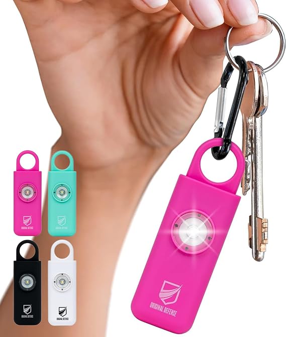 Original Defense® Siren Self-Defense Alarm (Magenta) - 130 dB Keychain Alarm with LED Strobe Light for Women, Children, and Elderly - Police Recommended