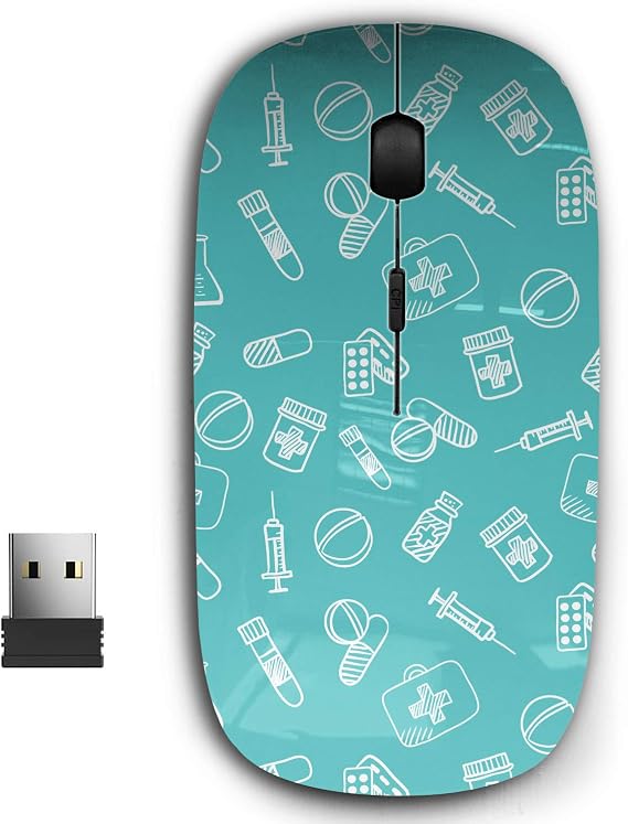 2.4G Ergonomic Portable USB Wireless Mouse for PC, Laptop, Computer, Notebook with Nano Receiver (International Nurse Day Card Pharmacy)