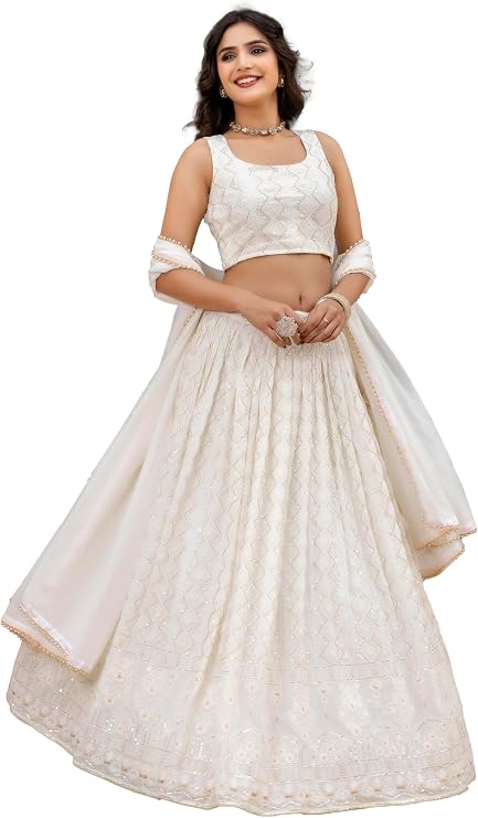 TRENDMALLS Women's Georgette Sequence Work Lehenga Choli Set Dupatta Ready To Wear