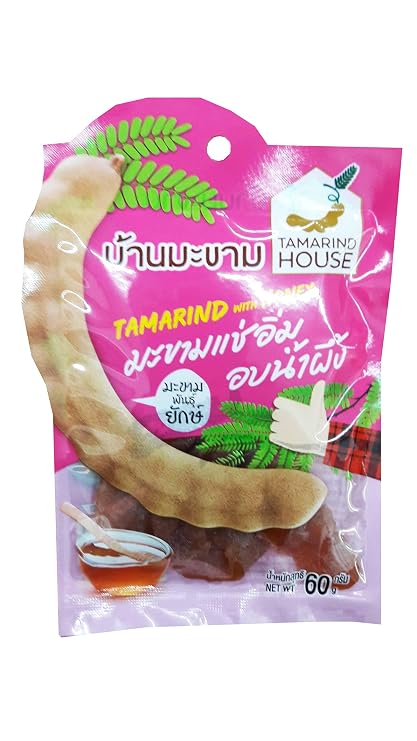 2 Packs of Tamarind with Honey. Selected premium Delicious fruit snack by Tamarind House Brand, Thailand. (60 g./pack)