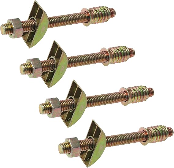 M8x90mm Panel Furniture Wardrobe FMHXG 4Set 4 in 1 Metal Furniture Connecting Fittings with Semilunar Connector M8 Half-Moon Nut, Table Bed Assembly Fasteners Bolts Nuts Threads Half Moon Spacers