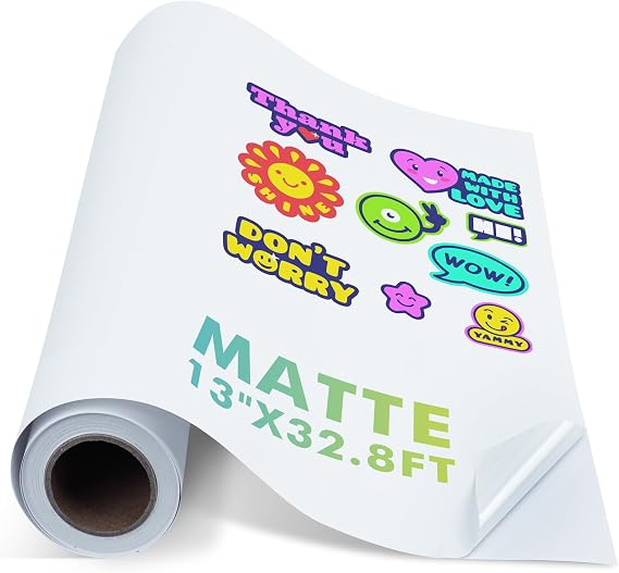 Koala Vinyl Sticker Paper Roll for Inkjet Printer Matte 13 inch x 32.8 ft | Waterproof, Vivid Colors, Removable, Work with Cutting Machine, White, for Crafts, Custom Large Stickers