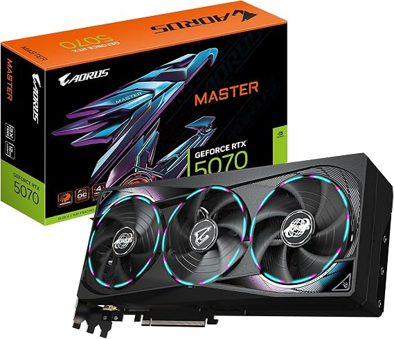 GIGABYTE AORUS GeForce RTX 5070 Master 12G Graphics Card, 12GB 192-bit GDDR7, PCIe 5.0, WINDFORCE Cooling System, GV-N5070AORUS M-12GD Video Card
