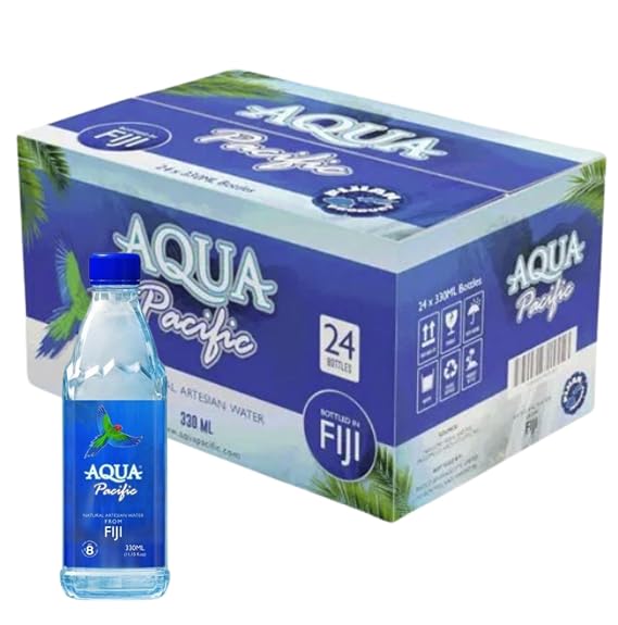 Natural Artesian Bottled Water 330mL / 11.15 Fl Ounce (Pack of 24) - 100% Natural Electrolytes - NEW - Natural - pH 8+ Aqua Pacific from FIJI