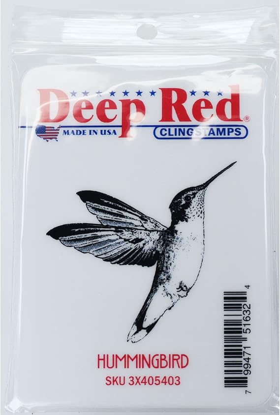 Deep Red Stamps Hummingbird Cling Stamp, 2" by 1.75", Deep Red,3X405403