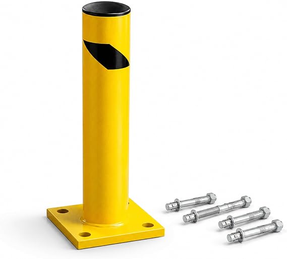 Crowd Control Warehouse Trafford 24-Inch Yellow Powder-Coated Steel Bollard