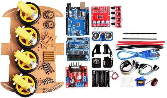 For Arduino Robot Chassis Kit With 4WD Configuration Motor Mounts Tires And Obstacle Detection Module