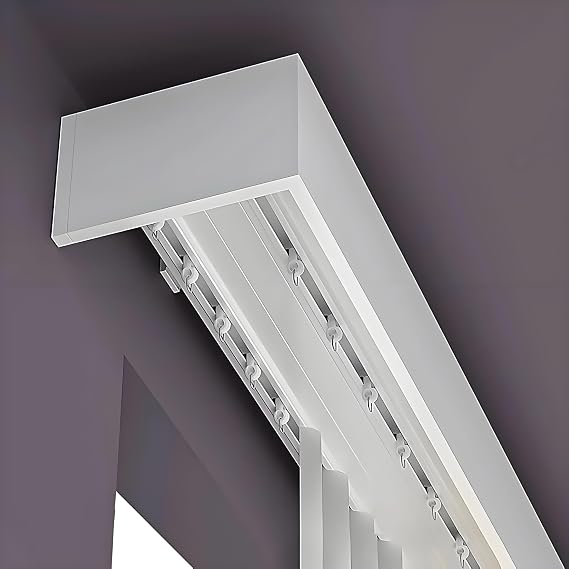 Wall Mount Double Tracks And Curtain Pelmet,Three-in-one Room Dividers Set For Windows, Curtain Boxes Valance Rod(Size:11.5FT/350CM)