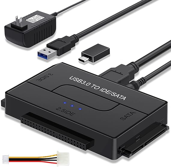 SATA IDE to USB Adapter for 2.5" 3.5" HDD SSD, 5Gbps Hard Drive Reader