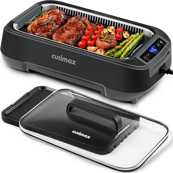 Smokeless Indoor Grill, CUSIMAX 1500W Electric Grill Korean BBQ Grill,Black