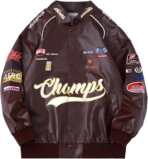 Aelfric Eden Faux Leather Racing Jacket Oversized Motorcycle Biker Racer Jackets Streetwear Unisex