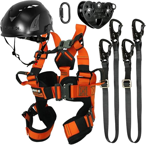Fusion Climb Tactical Edition Child Zip line Harness Adventure w/Dual Lanyard, Carabiner, Trolley, and Helmet for Outdoor Expanding, Zipline Belt Rappelling