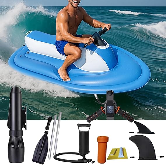 Pro-Grade Inflatable Sup Motor Kit: 500w 10000mah Underwater Scooter(High-Speed),Electric Motor Boat Jet Ski Inflatable Boat(Lightweight Foldable) Diving Kayak/Paddle Board Companion ,White