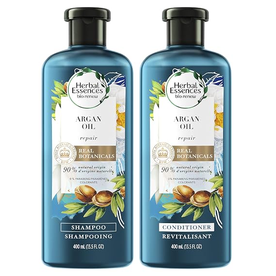 Herbal Essences Argan Oil of Morocco Shampoo and Conditioner for Color Treated Hair, Paraben Free, BioRenew, Bundle Pack, 13.5 FL OZ