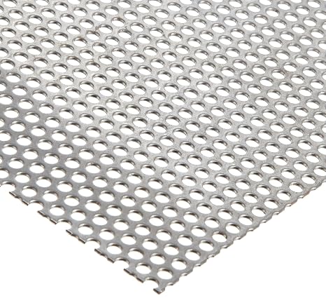 A36 Carbon Steel Perforated Sheet, Unpolished (Mill) Finish, Hot Rolled, Staggered 0.125" Holes, ASTM A36, 0.036" Thickness, 20 Gauge, 12" Width, 36" Length, 0.1875" Center to Center, OnlineMetals