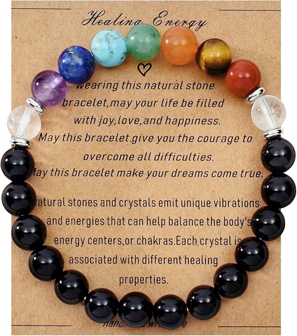 Strong Healing Crystal Bracelet 8MM Genuine Stone Bracelet Lucky Beaded Bracelet Chakra Bracelet 6.5 inch Positive Energy Inspirational Gifts for Women Mom