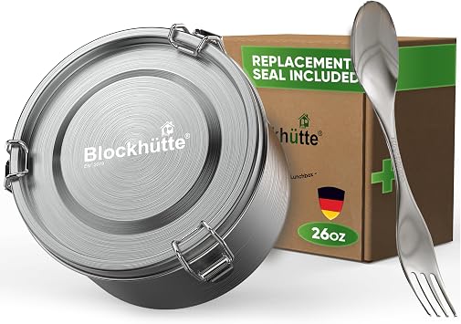 Blockhutte Stainless Steel Food Containers 26oz Leakproof, Metal Food Containers with Lids Dishwasher Safe, Stainless Steel Lunch Container for Kids Plastic Free, Metal Bento Box for Adults