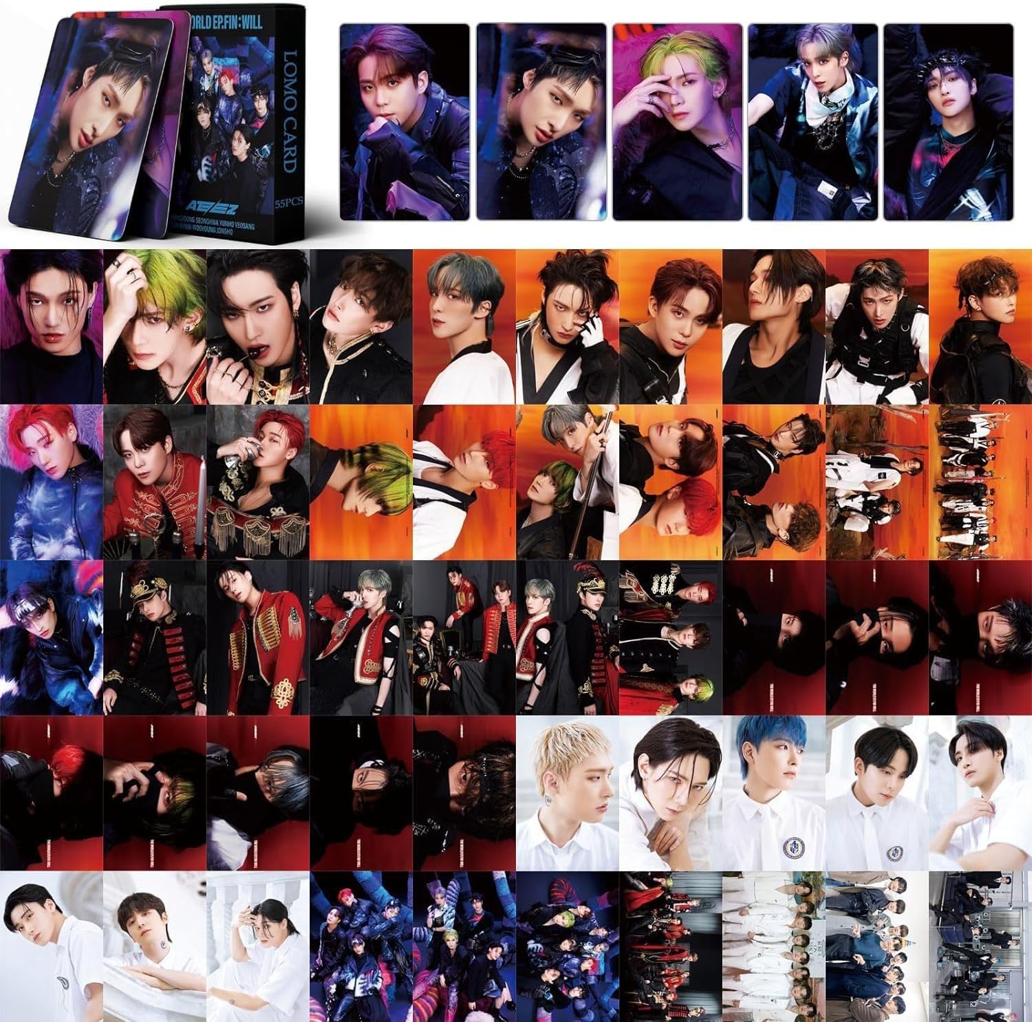 Ateez 55 X Photocards Ateez The World Ep.Fin: Will New Album Ateez Photocards Postcards Cards Pfor Fans