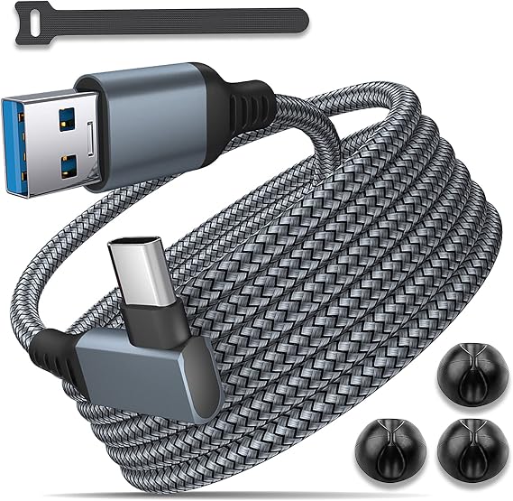 16ft Link Cable for Meta Quest 2/1 PC/Steam VR Braided USB 3.2 A to C Quest 2 Link Cable High Speed PC Data Transfer Fast Charging for VR Headset