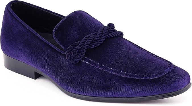 Amali Hauser - Men's Loafers - Mens Slippers - Designer Shoes for Men - Crushed Velvet, Luxurious, Mens Slip On Shoes - Mens Casual Shoes - Tuxedo Shoes Burgundy Size 10 Runs Small GO 1/2 Size UP