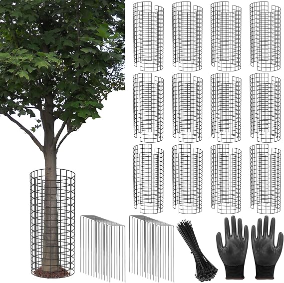 UQM 12 Pack Tree Trunk Protector, 24 Pcs Metal Tree Guards Trunk Protector