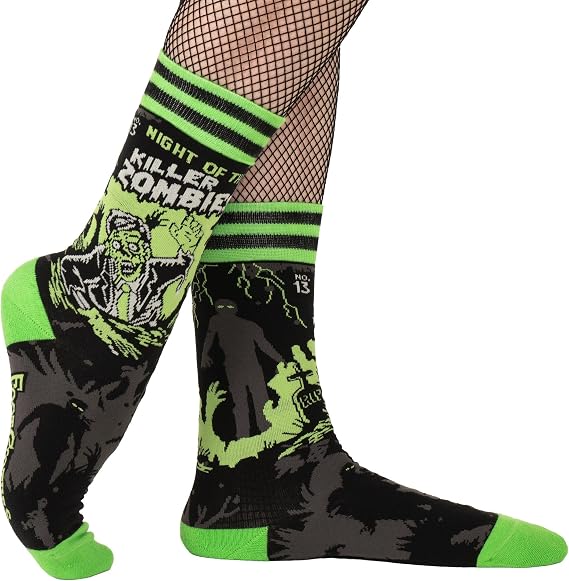 FootClothes Retro Horro & Gaming Crew Socks for Men & Women | Size 6-13