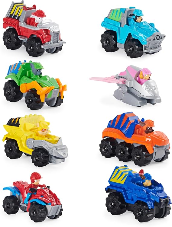 PAW PATROL La 6059296 Set of 8 True Metal Dino Rescue Vehicles Mission Dino Metal Toy for Children Aged 3+
