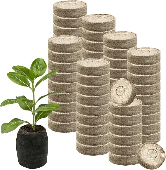 150Pcs 40mm Peat Pellet Fiber Soil Plant Seed Starters,Compressed Peat Nutrient Seedling Soil,Peat Pellets,Plant Pods Bulk for Seedling Transplanting Herbs Flowers Vegetables