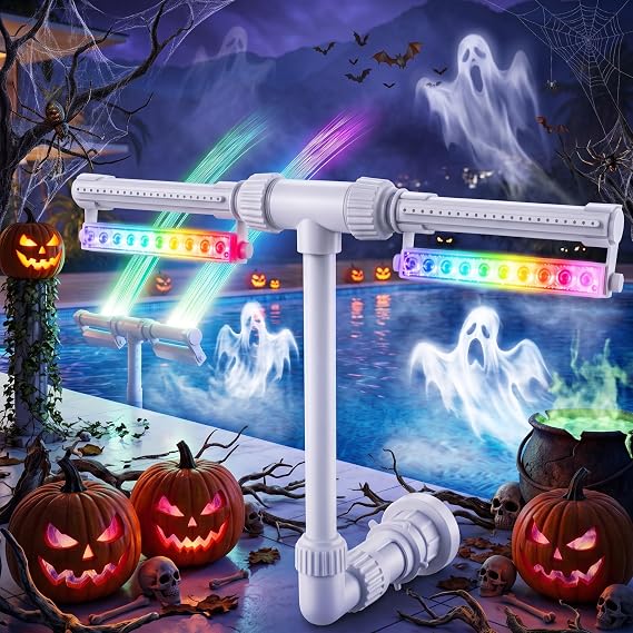 LED Pool Fountain with Remote, Halloween Decor Rechargeable Waterfall Spray