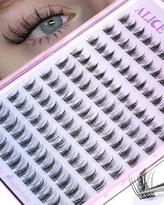 ALICE Self Adhesive Eyelashes Manga Reusable Natural Spikes Self Adhesive Lash Clusters Wispy Anime Press on Lashes 10-14mm 120pcs Pre-Glue Lash Extensions No Glue Needed