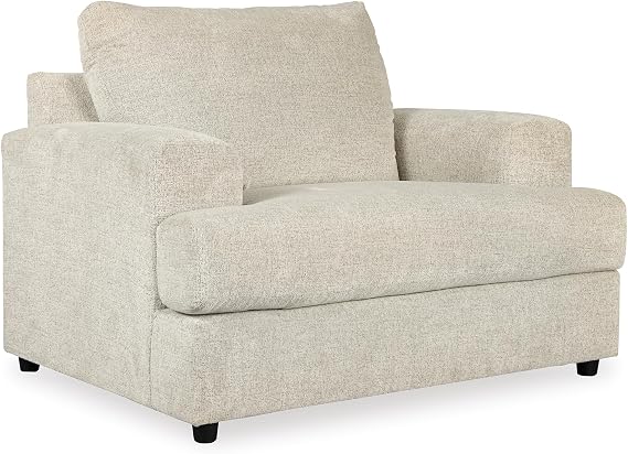 Signature Design by Ashley Soletren Contemporary Chenille Chair and a Half, Off-White