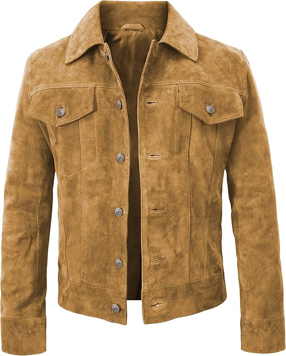 suede trucker jacket men - mens suede leather jackets - leather trucker Coat men - trucker jacket men