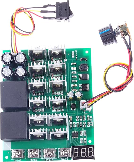 DC 12V 24V 36V 48V 10V-55V 60A 3000W PWM Motor Speed Controller Digital Display Brush DC Motor Controller With Forward Stop Reverse Switch Digital Speed Scale 0-100%