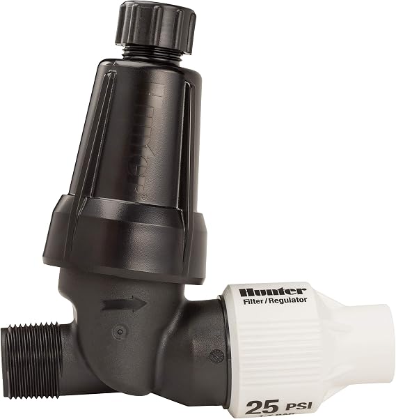 SPW Hunter HFR-100-075-25 1" Inlet x 3/4" Outlet Filter Kit 150 Mesh Stainless Steel Filter 25 PSI Pressure Regulator for Micro/Drip Irrigation HFR10007525