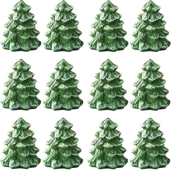 Christmas Tree Place Card Holders Set of 12 Mini Green Table Number Stands for Xmas Party, Winter Wedding, Holiday Dinner & Buffet Food Labels