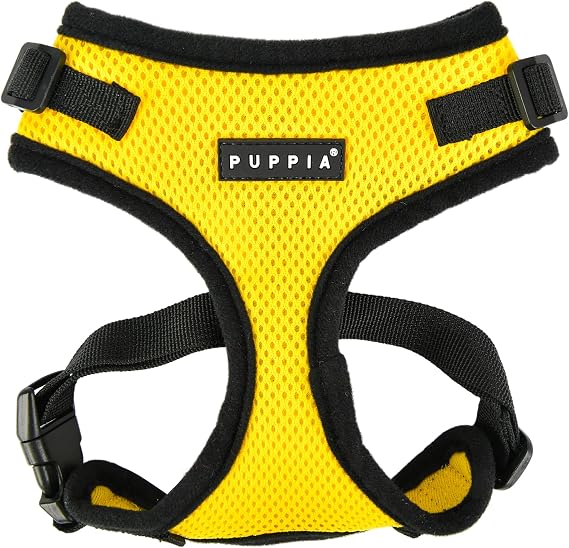 Puppia RiteFit Dog Harness Mesh Over-the-Head All Season No Pull No Choke Walking Training Adjustable Neck & Chest for Small & Medium Dog - Yellow - Small