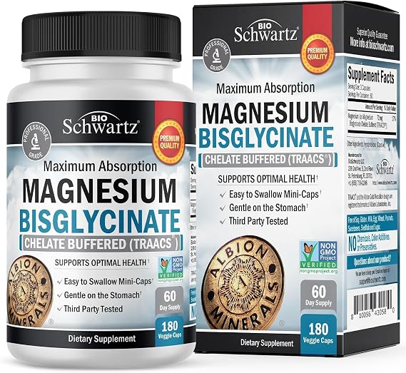 BioSchwartz Magnesium Bisglycinate 100% Chelate Traacs, 120 Count