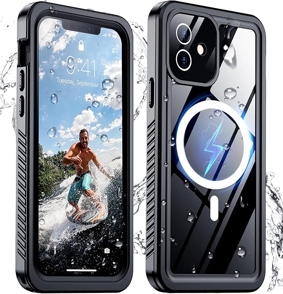 Magnetic for iPhone 12 Case Waterproof-Black