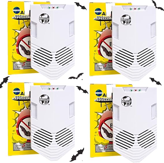 Cleanrth CB006 Advanced Ultrasonic Bat Repelling System (4-Pack) | Multi-pack heavy-duty home, barn & attic protection Indoor or outdoor