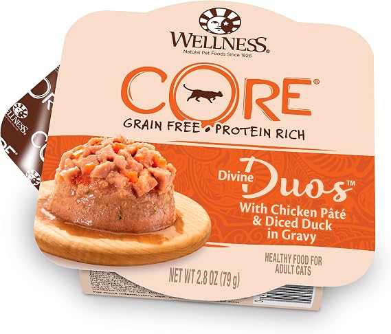 Wellness Divine Duo Grain Free Chicken Putty & Squared Duck for Cats, 2.8 oz 79 g x 24 Pieces Sold by Case