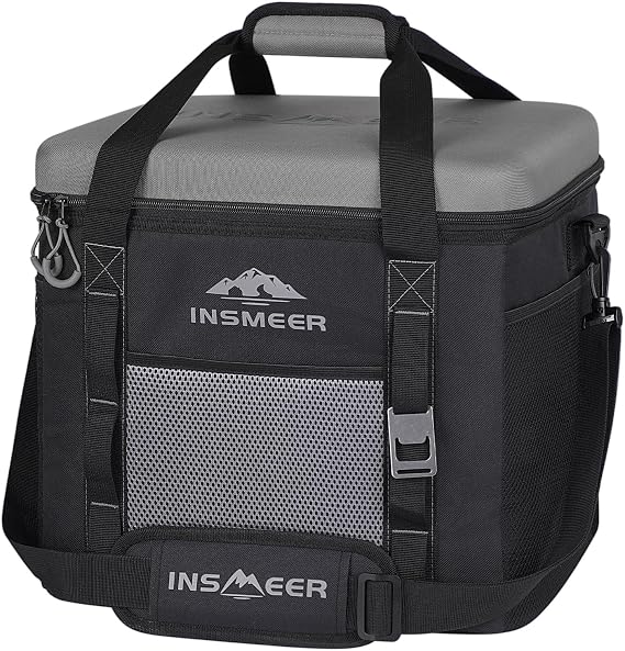INSMEER Large Cool Bag 40 L, 60 Cans Cool Bag Foldable with Hard EVA Top for Drinks, Waterproof Cooler Bag Medium, Cool Box, Insulated Bag, Thermal Picnic Bag for 4 Camping, Beach, Travel