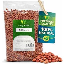 Sujash Red Peanuts 1Kg, Raw Red Skin Peanuts, Premium Quality, Crunchy Snack, High Protein Peanuts, Delicious Roasted Flavor, Perfect Pack for Everyday Snacking, Ideal for Home, Office.
