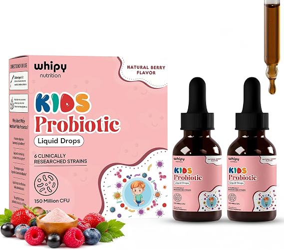 Liquid Probiotic for Kids 150 Million CFU, Probiotics for Kids Gut Health and Immune Support, Kids Probiotic Drops for Children Ages 2 to 12, Toddler Probiotic Liquid, Natural Berry Flavor, 2x1fl oz