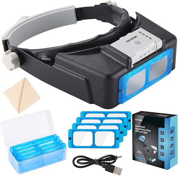 Magnifying Glasses with Light for Close Work, 1.5X-3.5X Headband Magnifier