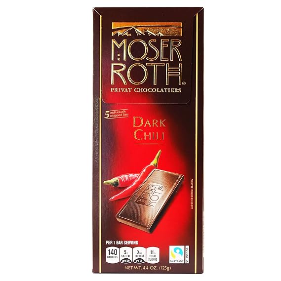 Moser Roth Privat Chocolatiers European Chocolate, Chili Dark, 4.4 Ounce by Moser Roth