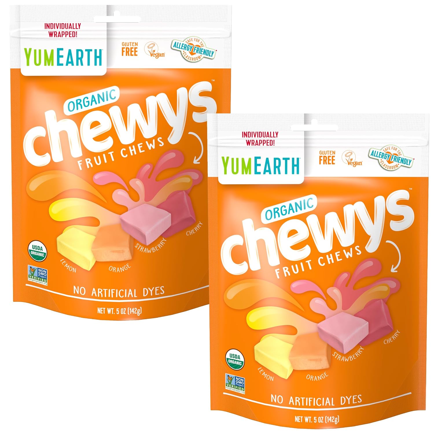 YumEarth Organic Chewys Fruit Chews, 5 Ounce Pack of 2